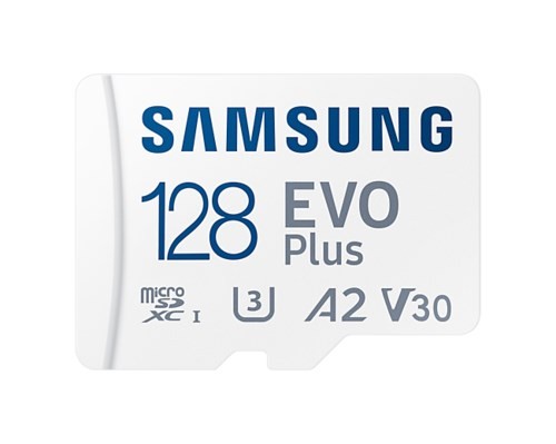 SAMSUNG (EVO PLUS) 128GB MICRO SD CARD w/ADAPTER, CL10, UP TO 160R MB/s, 10YR WTY