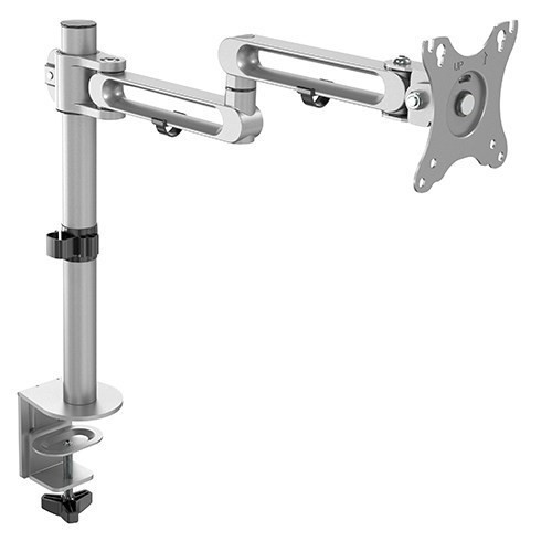 4Cabling Single Monitor Premium Aluminum Articulating Monitor Bracket | Metallic Grey | 8KG Max | 17"-32"