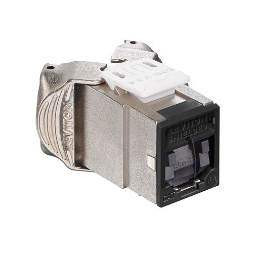 LEVITON - Atlas-X1 Cat 6A Shielded Jack with Shutter Tool free - Black