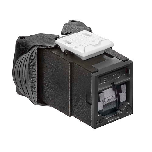 LEVITON - Atlas-X1 Cat 6 Unshielded Jack with Shutter Tool free - Black