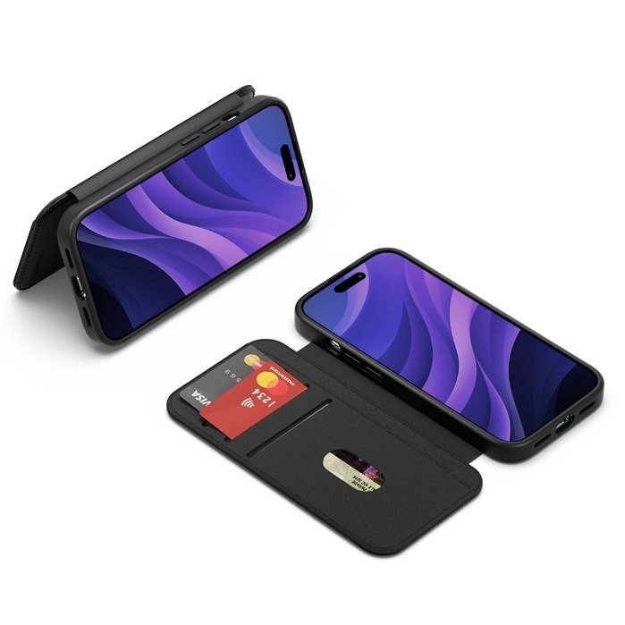 Cygnett MagWallet Apple iPhone 16 (6.1') Case - Black (Cy5020magwt), 360° Protection, Multi-Angle, 3X Card Slots, MagSafe,4FT DropProof