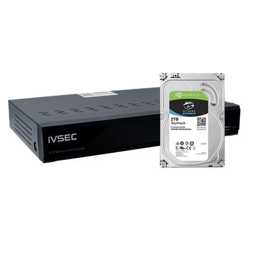 IVSEC NR008XA NVR, 8 CHANNELS, 8MP, 8 x POE PORTS, 1 BAY, H265, 4K HDMI, 2TB INSTALLED