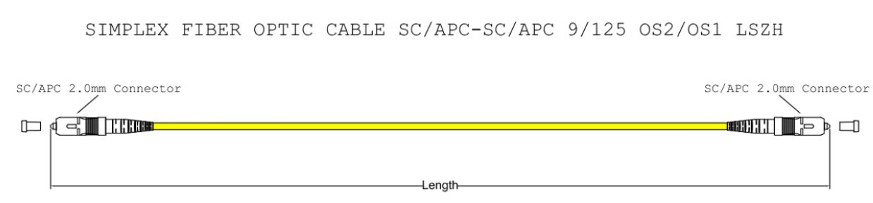 30m SC/A - SC/A OS2 / OS1 Singlemode Fibre Optic Simplex LSZH Patch Lead : 2mm Oversleeving | Yellow