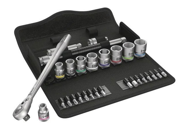 Wera 8100 SB 8 Zyklop Metal Ratchet Set With Switch Lever, 3/8" Drive, Metric, 29 Pieces - 05004048001