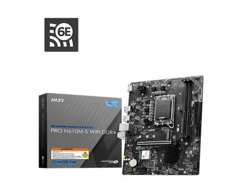 MSI PRO H610M-S WIFI DDR4 Intel LGA 1700 mATX Motherboard 2x DDR4~64GB,1x PCIe x16,1x PCIe x1,1x M.2,2x SATA 6G,8x USB2.0