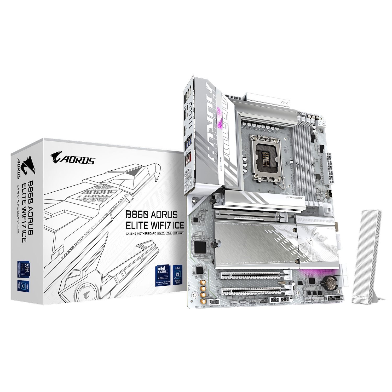 (LS) Gigabyte M/B B860 A ELITE WF7 ICE 1.0, Intel ® B860, 4 x DDR5 up to 256 GB, 2x HDMI, 3 x PCI Express x16, 3 x M.2, 4 x SATA, 6 x USB 3.2