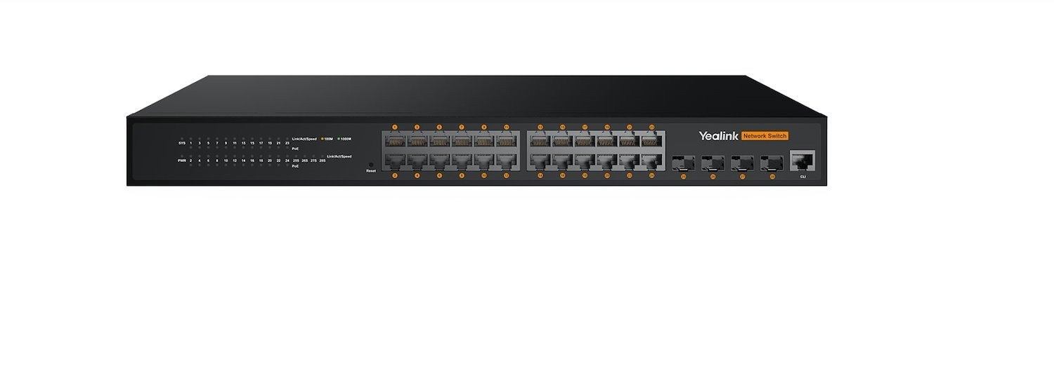 Yealink (RCH240) PoE Network L2+ Switch for Yealink AV Over IP, 24 Gigabit Ethernet Ports and 4 Gigabit Fiber Ports