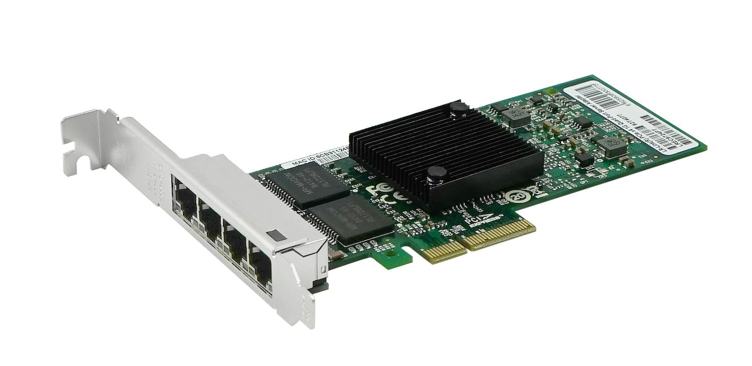 PCIE NIC, 4 Port 10/100/1000 Mb RJ45 Copper with Intel® I350AM4 Controller