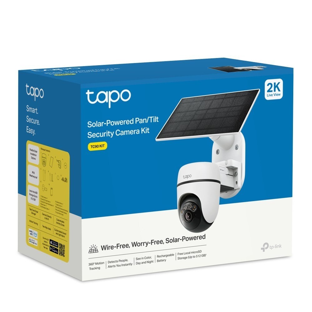 TP-LINK TAPO KIT SOLAR-PAN/TILT SECURITY CAMERA, 2K 3MP, COLOUR NIGHT VISION, IP65, 1YR