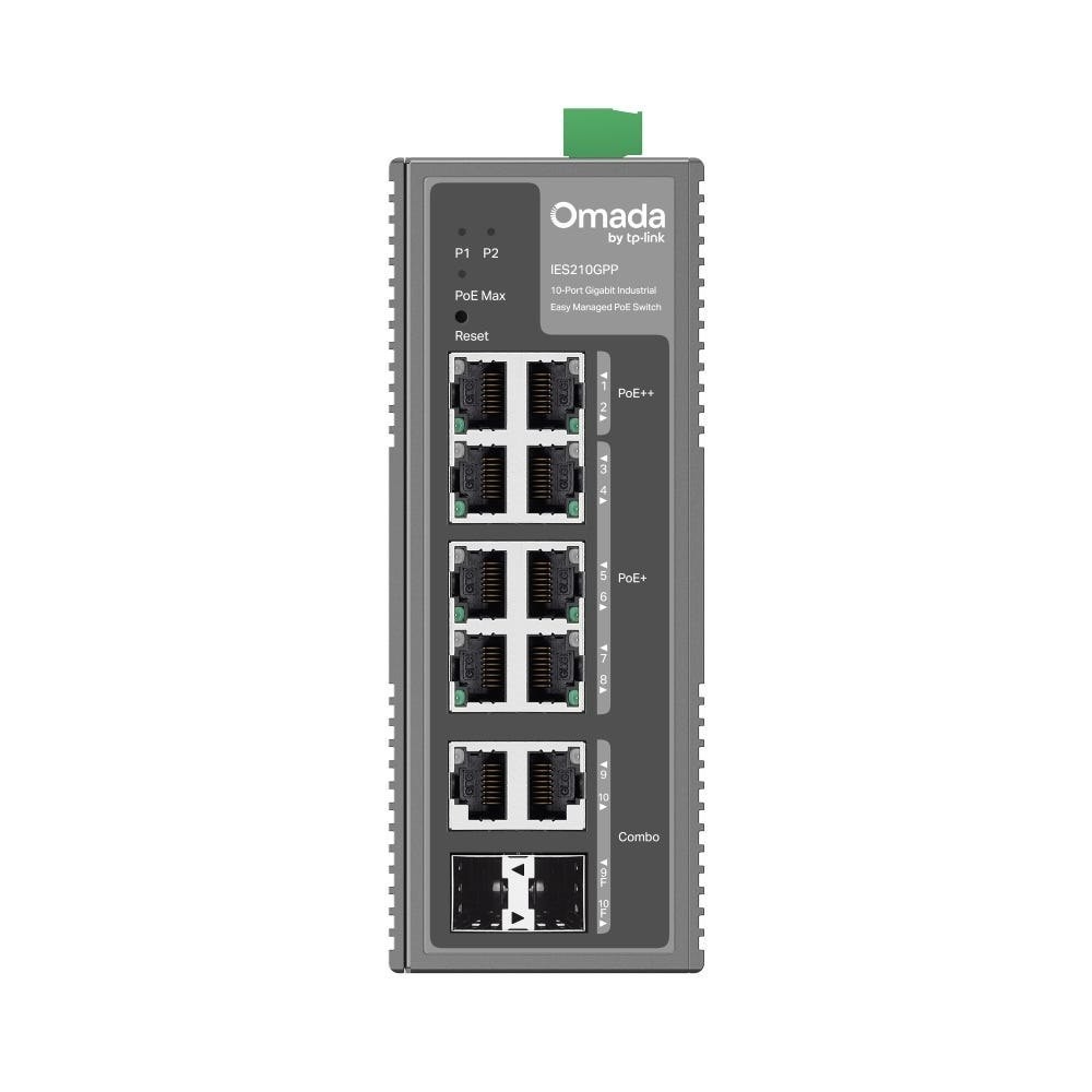 TP-Link | IES210GPP | Omada 10 Port Gigabit Industrial Easy Managed Switch with 6 Port PoE+ and 2 Port PoE++