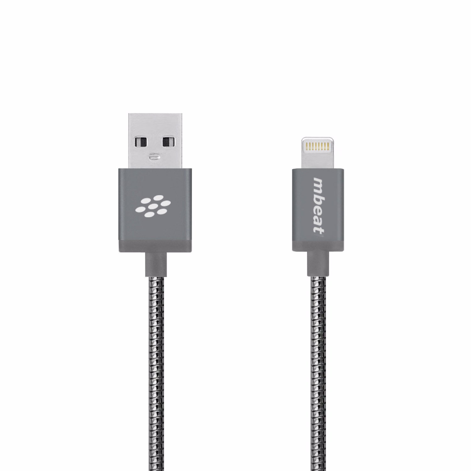 Mbeat® 'Toughlink'1.2m Lightning Fast Charger Cable - Grey/Durable Metal Braided/MFI/ Apple iPhone X 11 7S 7 8 Plus XR 6S 6 5 5S iPod iPad Mini Air(LS