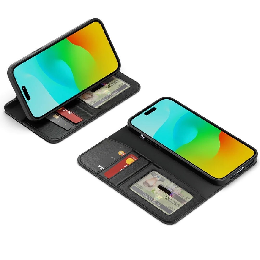 Cygnett UrbanWallet Apple iPhone 15 Plus Leather Wallet Case - Black (Cy4591urbwt), 360° Protection, Multi-Angle, 2X Card Slots, 4FT Drop Protection