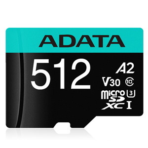 Adata Premier Pro microSDXC Uhs-I U3 A2 V30 Card With Adapter 512GB