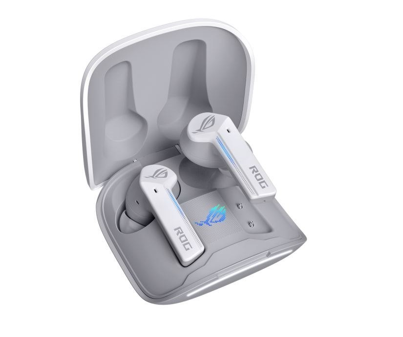 Asus Rog Cetra True Wireless Gaming Headphones (Moonlight White) Low-Latency Wireless Connection, Anc, Up To 27-Hour Battery With Wireless-Charging