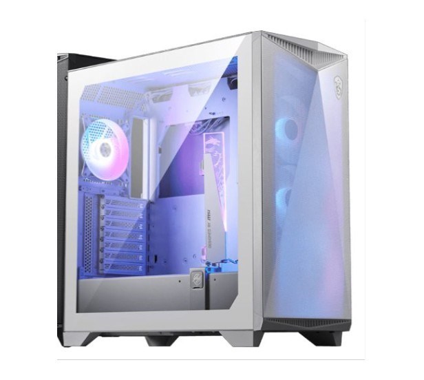 Msi MPG Gungnir 300R Airflow White Mid-Tower Case, Supports Atx / M-Atx / Mini Itx, 2X Usb 3.2, 1X Usb-C, 1X HD Audio, 1X Mic, Atx Power Supply (New)