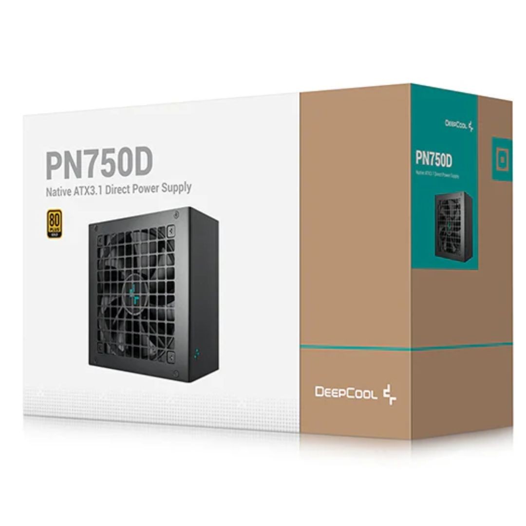 DeepCool PN750D 750W 80+ Gold Certified Non-Modular Atx Power Supply (Direct Cable) 120MM Fan, Japanese Capacitors, DC To DC, Atx12v V3.1, 100,000 MT