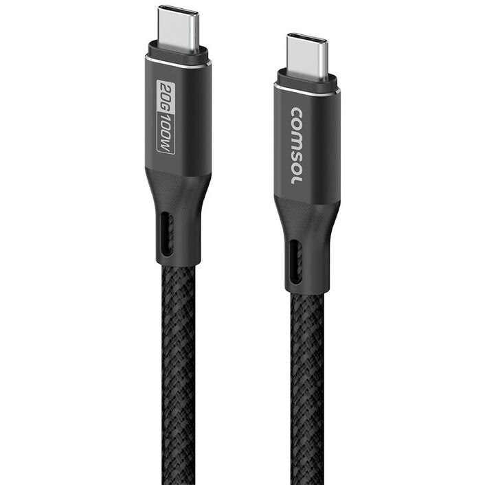 Comsol 2M Black 20GBPS 100W Usb-C To Usb-C Data And Charge Cable