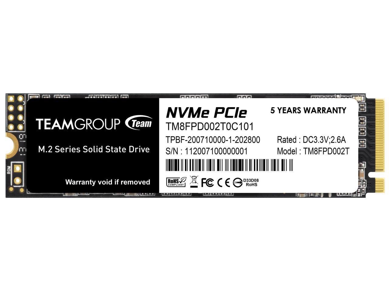 Team Group MP33 Pro M.2 2280 2TB PCIe 3.0 X4 With NVMe 1.3 3 D Nand Internal Solid State Drive (SSD) TM8FPD002T0C101