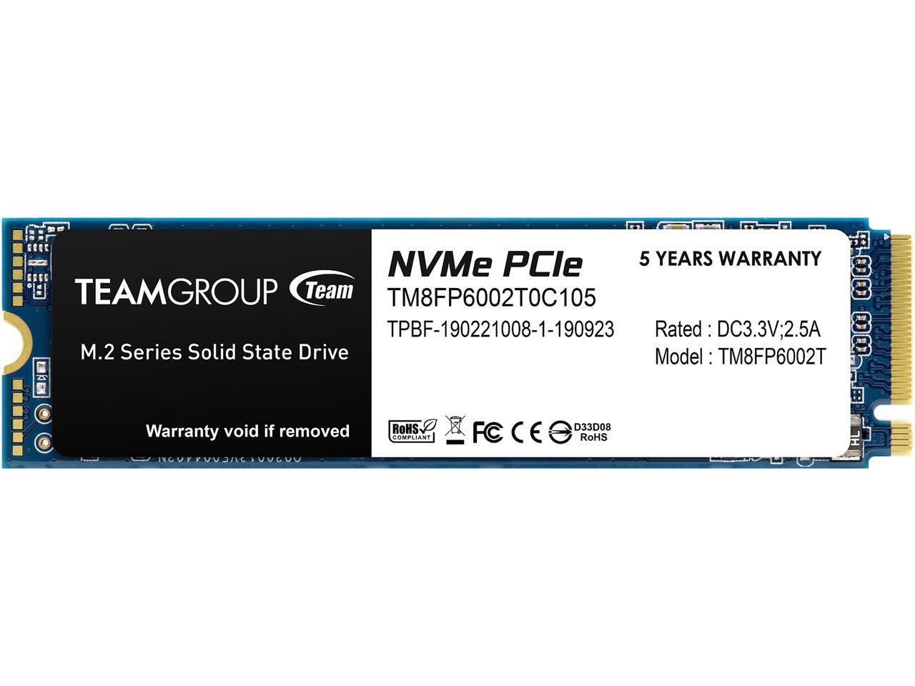 Team Group MP33 M.2 2280 2TB PCIe 3.0 X4 With NVMe 1.3 3 D Nand Internal Solid State Drive (SSD) TM8FP6002T0C101