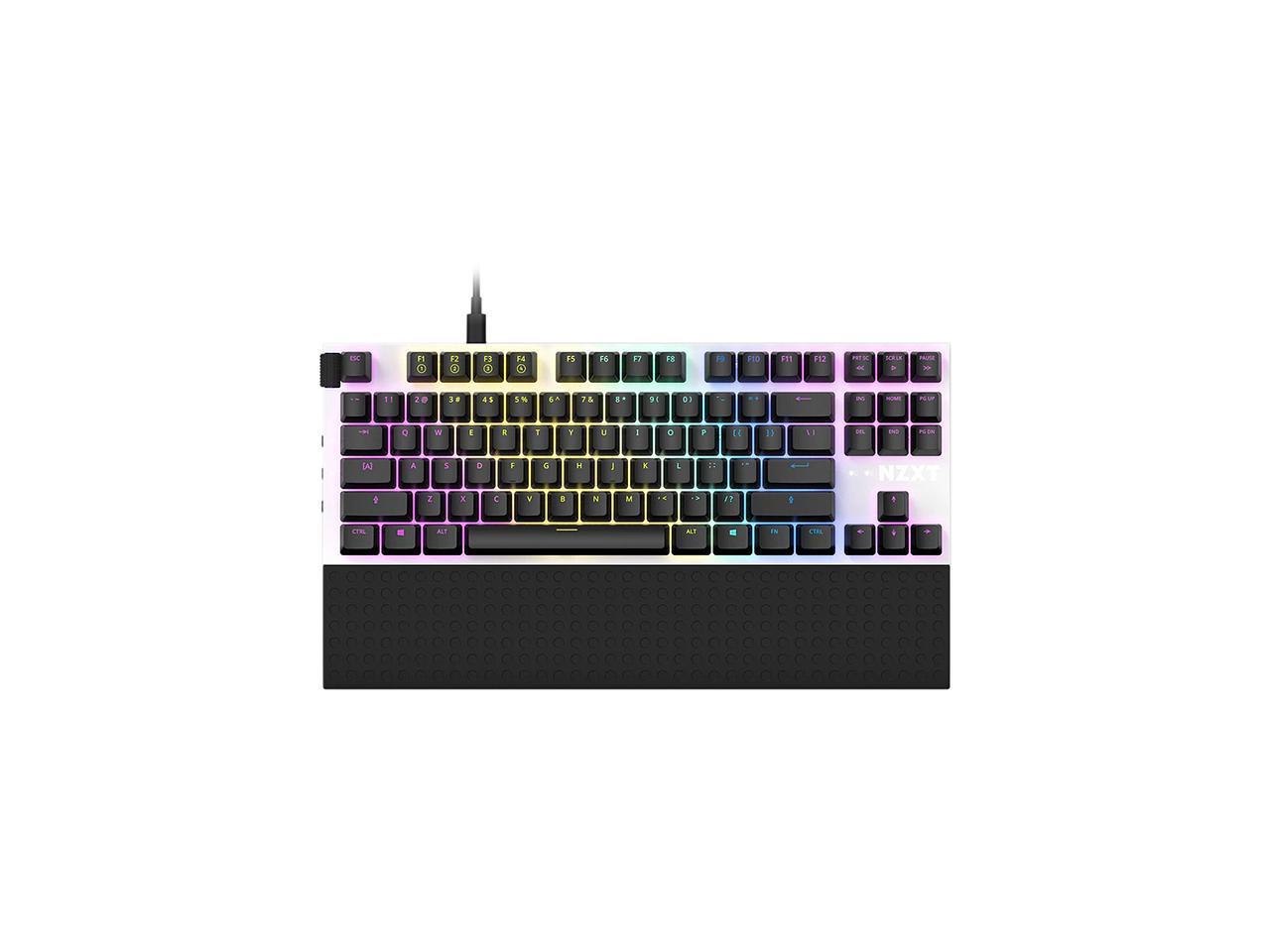 NZXT Function TKL Mechanical Keyboard - Kb-1Tkus-Wr - PC Gaming Mechanical Keyboard - MX Compatible Switches - Hot Swappable Key Switch Sockets - Linear RGB Switches - Aluminum Top Plate - White