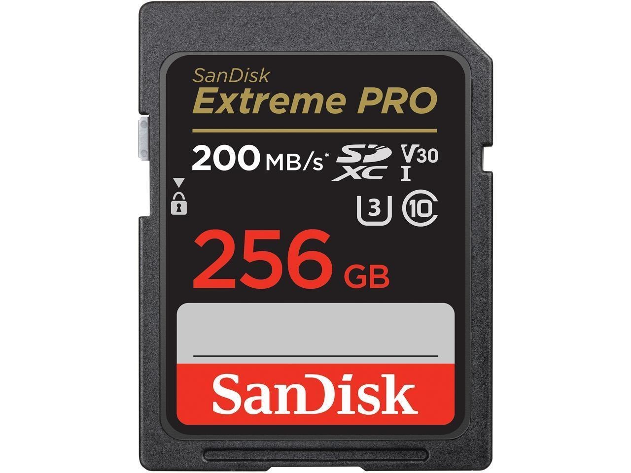 SanDisk 256GB Extreme Pro SDXC Uhs-I/U3 V30 Class 10 Memory Card