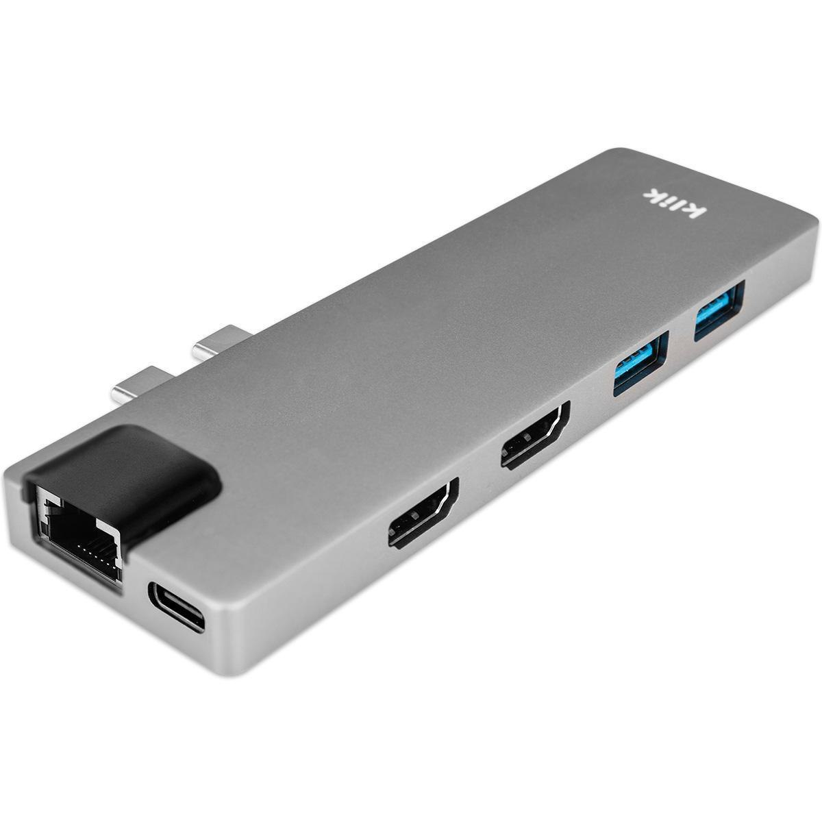 Klik MacBook Dual Usb-C Multi-Port Adapter, 2 X Hdmi, Lan, 2 X Usb3.0, Usb-C PD, Micro SD, SD