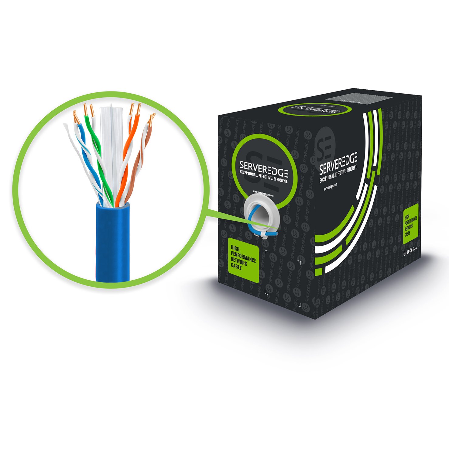 Serveredge Cat6 305M Network Cable - Utp Solid PVC 23Awg - Blue