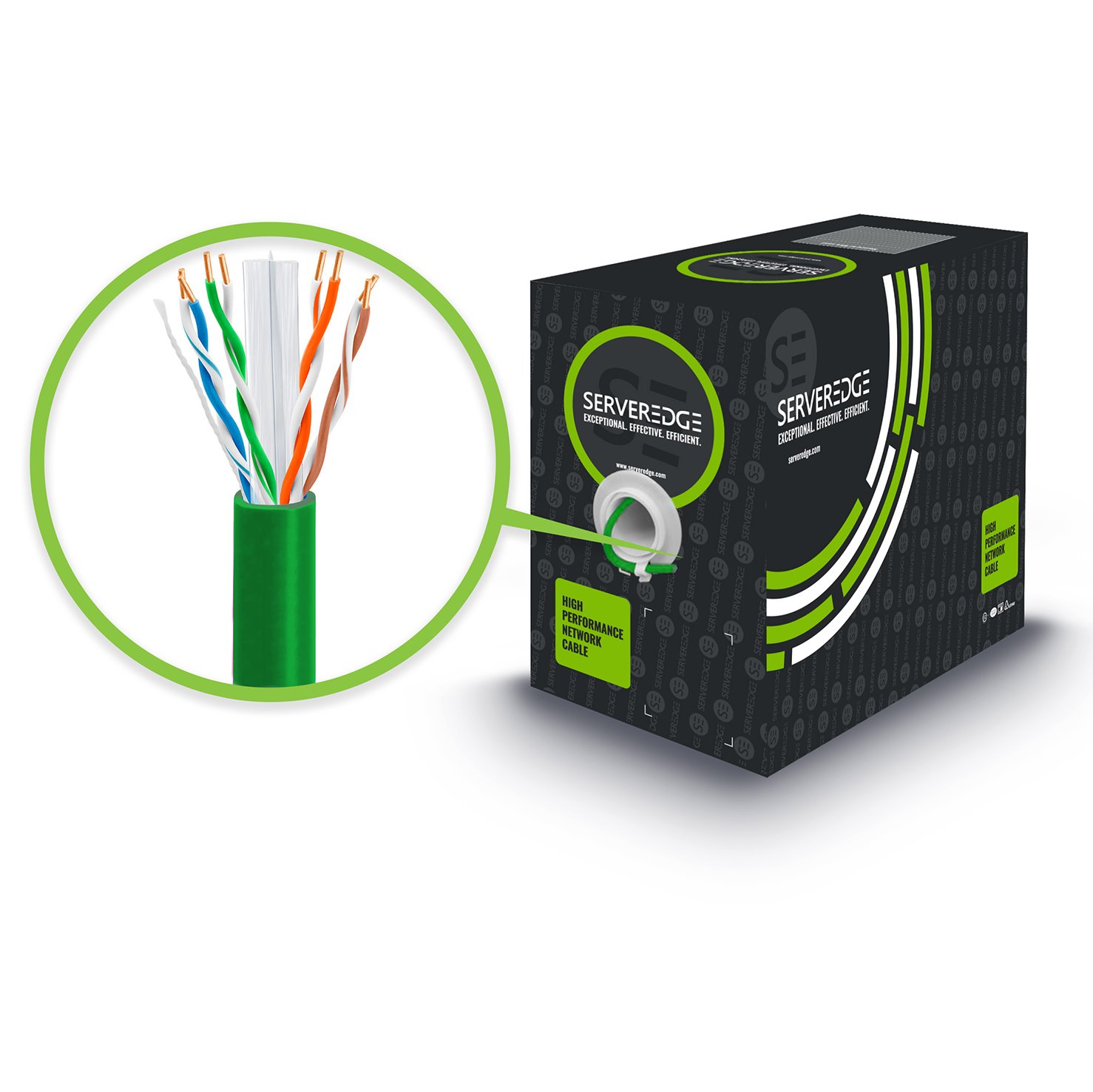 Serveredge Cat6 305M Network Cable - Utp Solid PVC 23Awg - Green