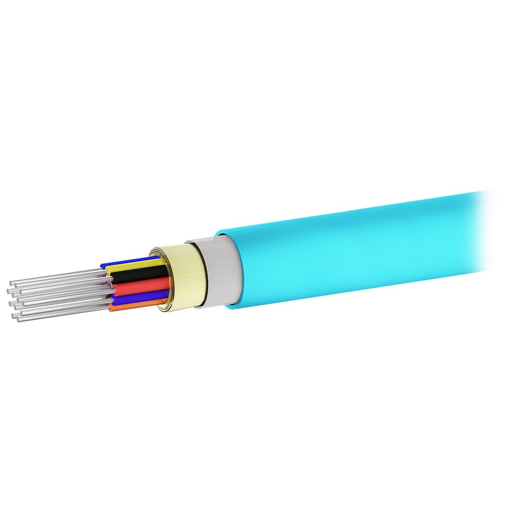 ServerEdge 6 Core Indoor / Outdoor Riser Multimode Om3 Fibre Cable -Aqua