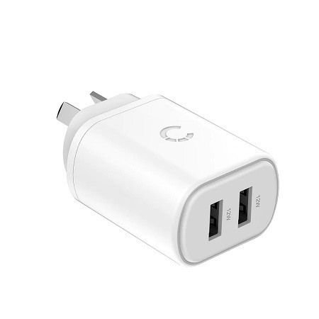 Cygnett 12W Usb-A Dual Port Wall Charger - White (CY3671PDWLCH), Usb-A Output- 5.0V⎓2.4A (12.0W), Charge 2 Devices Simultaneously, Lightweight