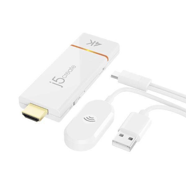 J5create Jvaw76 ScreenCast 4K Wireless Display Adapter - Cast Laptop To TV (Supports Miracast, AirPlay, Chromecast, Windows, macOS, Ios, Android)