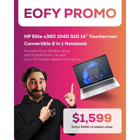HP Elite x360 1040 G10 14" Touchscreen Convertible 2 in 1 Notebook - Included Ever Nimble Set Up, Stylus and Laptop Sleeve