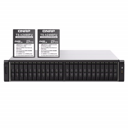 Qnap 24-Bay Nas (No Disk) Amd 8-Core 3.1GHz, 64GB, 25GbE SFP+(4), 2.5Gbe(2), Rpsu, 5YR WTY