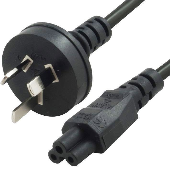 8Ware 1M Au Power Lead Cord Cable 3-Pin Au To Ice 320-C5 Cloverleaf Plug Mickey Type Black Male To Female 240V 7.5A 3 Core Notebook/Laptop Ac Adapter