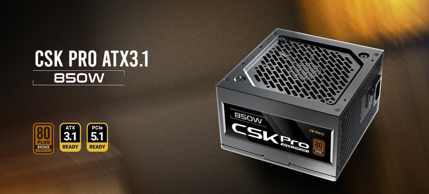 Antec CSK850 Pro Semi-Modular Latest Atx 3.1, Pci-E 5.1 For 4090 And 7900XT High Quality Japanese Capacitors, Performance And Reliability, Psu