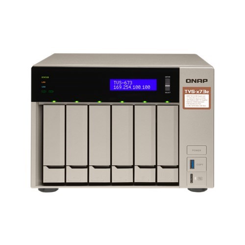 Qnap Tvs-673E-4G,6 Bay Nas (No DISK),m.2 SSD SLOT(2),RX-421BD,4GB,,GbE(4),HDMI,TWR,2YR