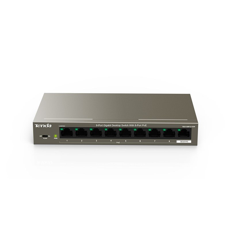 Tenda 9-Port Ge Switch With 8-Port Poe+