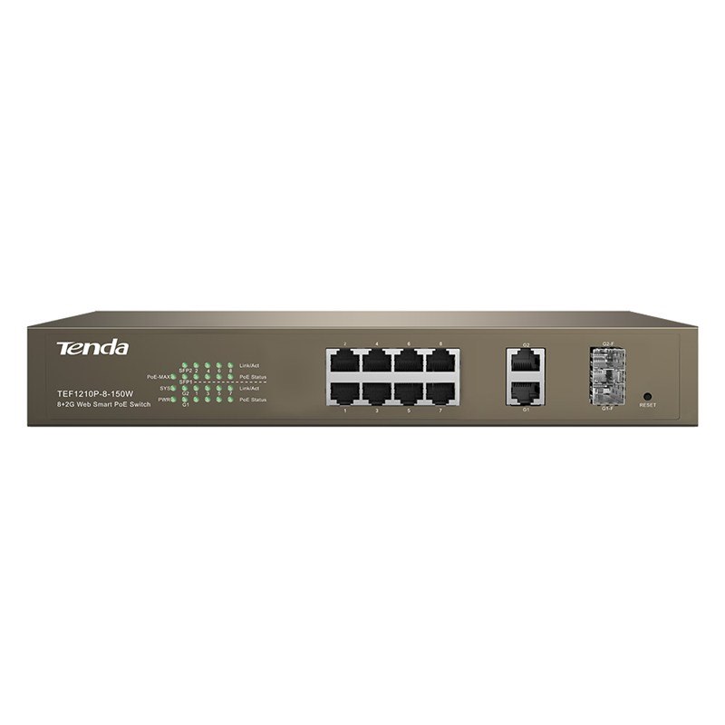 Tenda 10-Port Websmart Switch With 8-Port Poe+