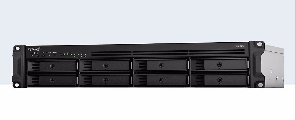 Synology RackStation RS1221+ 8-Bay 3.5" Diskless 4xGbE Nas (2U Rack), Amd Ryzen Quad Core 2.2GHz, 4GB Ram, 2xUSB3, 3 Year WTY - Short Depth Nas