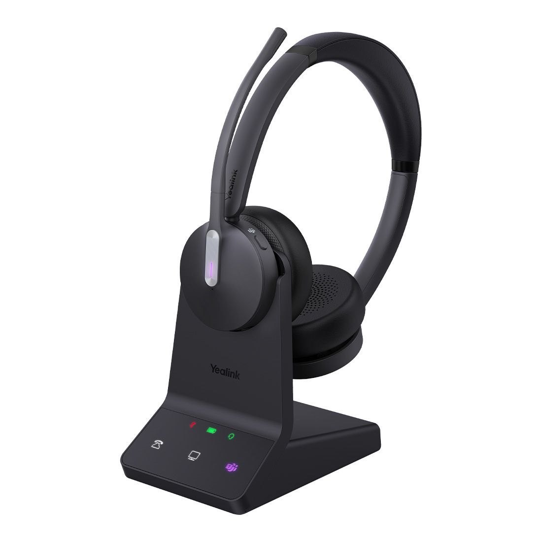 Yealink BH70 Bluetooth Wireless Dual Headset With Stand Teams Usb-C/A, 3 Mic Noise Cancellation Talk Time Up To 35H BT51 C Dongle With Type A Adapter