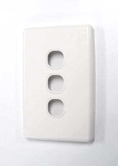 Amdex FP-3PV3 Switch Plate Only. 3 Gang WPC Series Wall Face Full Cover Plate. (Accepts Clipsal Style Mechs)