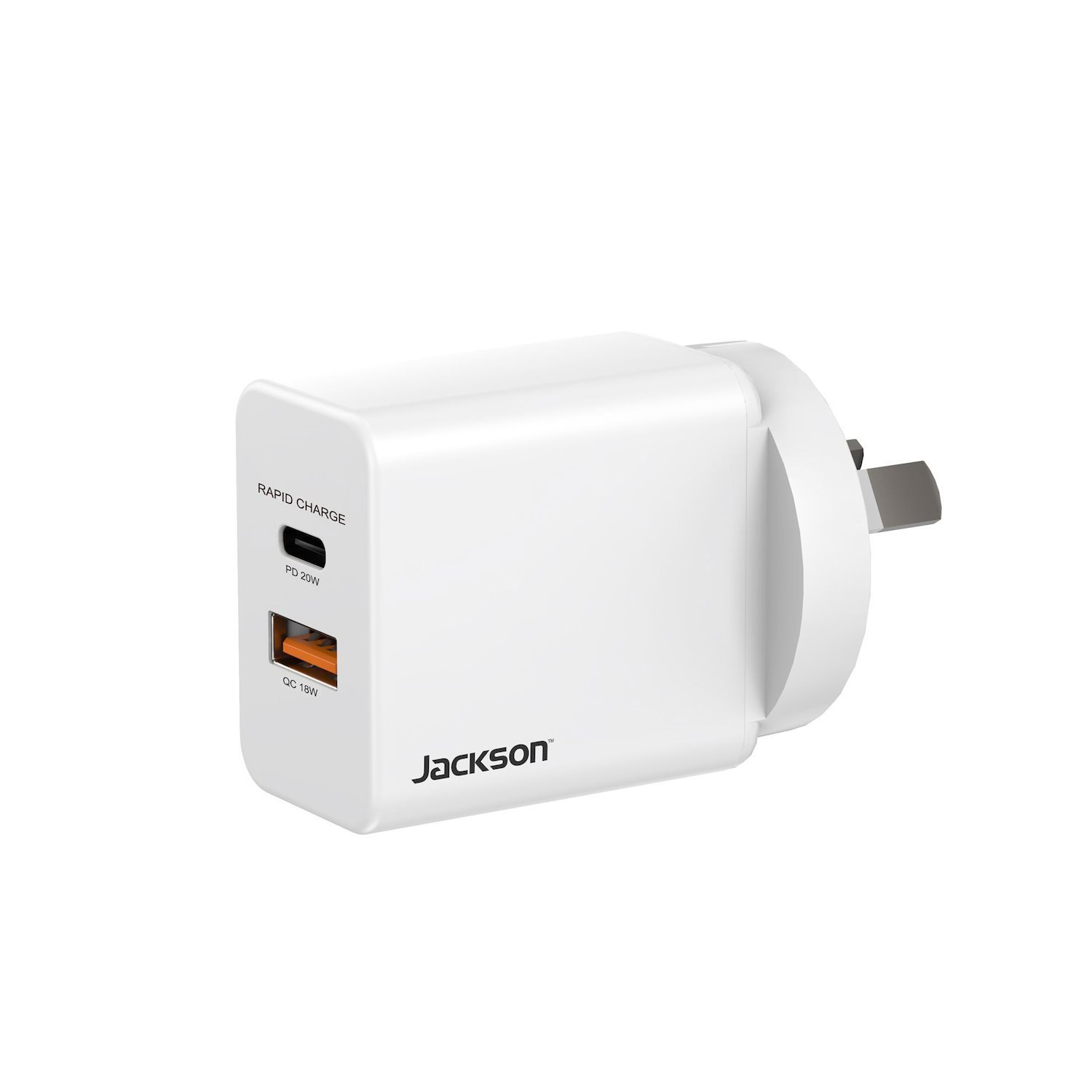 Jackson Pt2usbac20 20W Dual Port Usb Wall Charger With 1X Usb-A (18W) & 1X Usb-C Ports (20W)