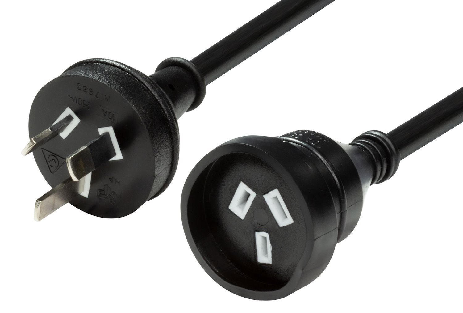 Dynamix Pext2mbk Power Extension Lead - 2M - Black 240V - 10A - Standard Duty - 3 Core 1.0MM