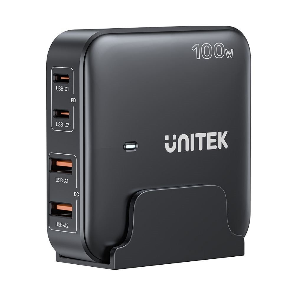 Unitek P1229abk 100W Desktop GaN Charging Station With 2X Usb-C PD Ports & 2X Usb-A QC3.0 Ports - Black