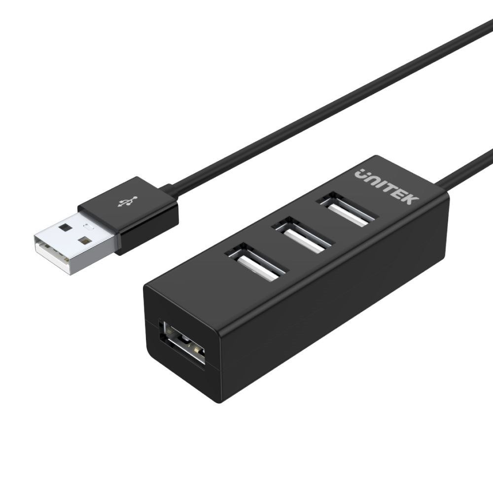 Unitek 4 Port Usb-A 2.0 High Speed Hub - Black 0.8M - Data Transfer Speed Up To 480Mbps - Connect Up To 4 Devices Simultaneously - Easy Plug & Play