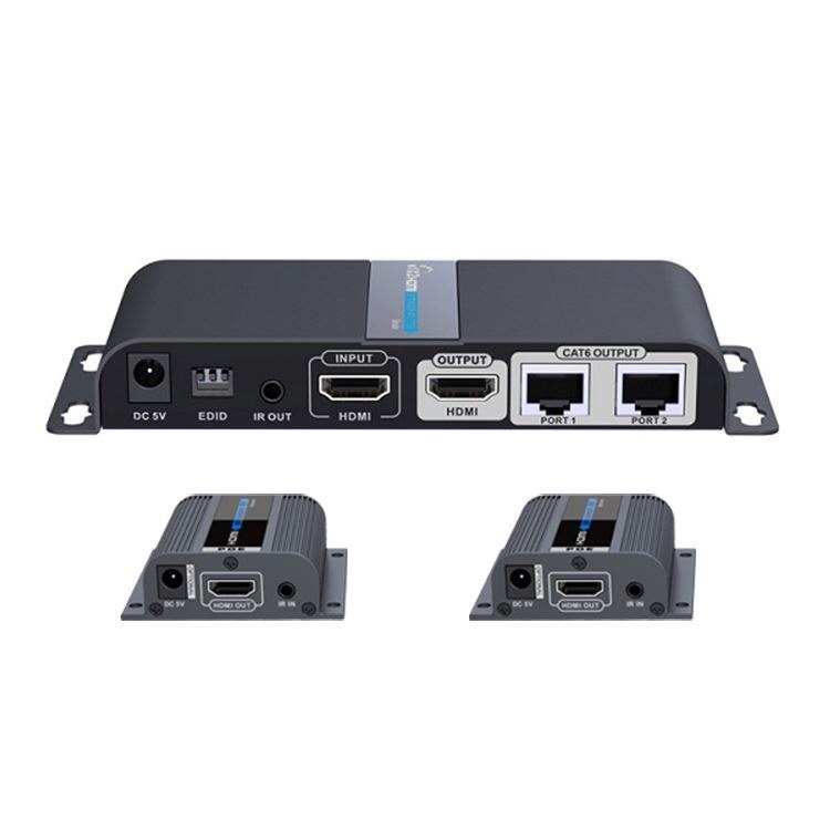 Lenkeng Lkv712pro 1 In 2 Out Hdmi Extender - 1 Hdmi In To 2 RJ45 Out - 2 Receivers Included - Supports 1080 At 60Hz