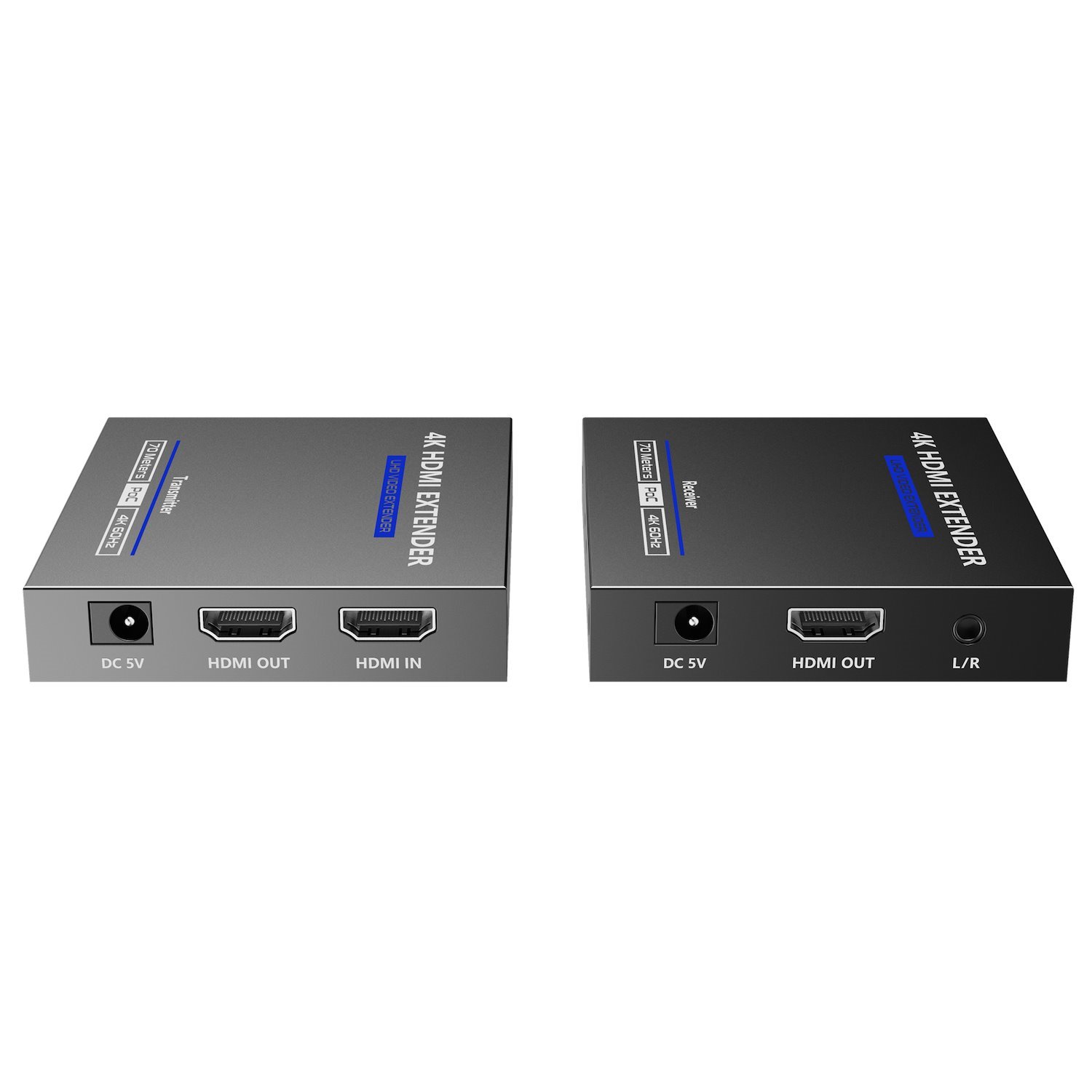 Lenkeng LKV565P Hdmi 2.0 Extender Over Cat6/6E With PoE For RX. Supports Up To 4K60Hz.ZeroLatency. One Way Ir Remote Control. Transmit Hdmi Signal Up To 70M. Edid Passback. L/R Audio Output RX