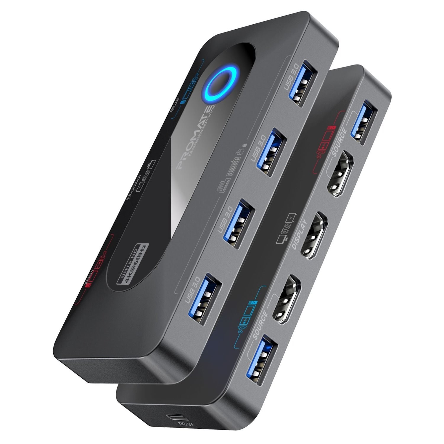 Promate Mediaswitch-Kvm 4K60Hz KVM Switch With Usb 3.0 Expansion