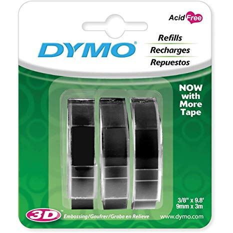 Dymo 1741670 Embossing Labels Multi-Pack 3PK Black 9MM X 3M