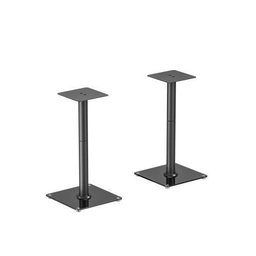 Brateck BS-76M 24" Aluminium/Glass Floor Standing BookShelf Speaker Stands.TemperedGlassBasewithFloor Spikes For Stability. Max Weight 25Kgs. 300X300MM Ali Top Plate. 610MM High. Sold As A Pair.